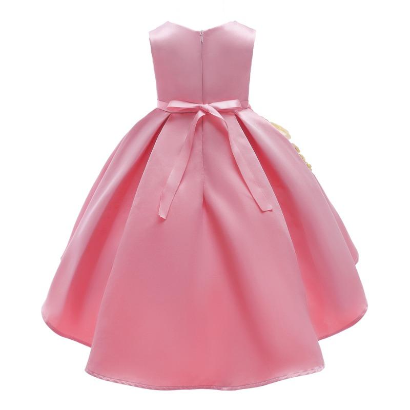 Little Girl Red Sleeveless Pleated Embroidered Princess Dress