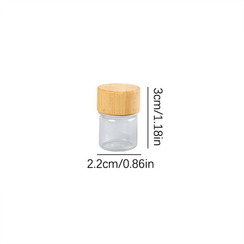 1Pc Clear Glass Bottles With Bamboo Wood Cap Empty Spice Bottles Sealed Reagent Bottle Diy Crafts Decoration Empty Small Jar
