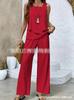 New European and American women's clothing spot explosion sleeveless casual double-layer vest plus pants set two-piece set