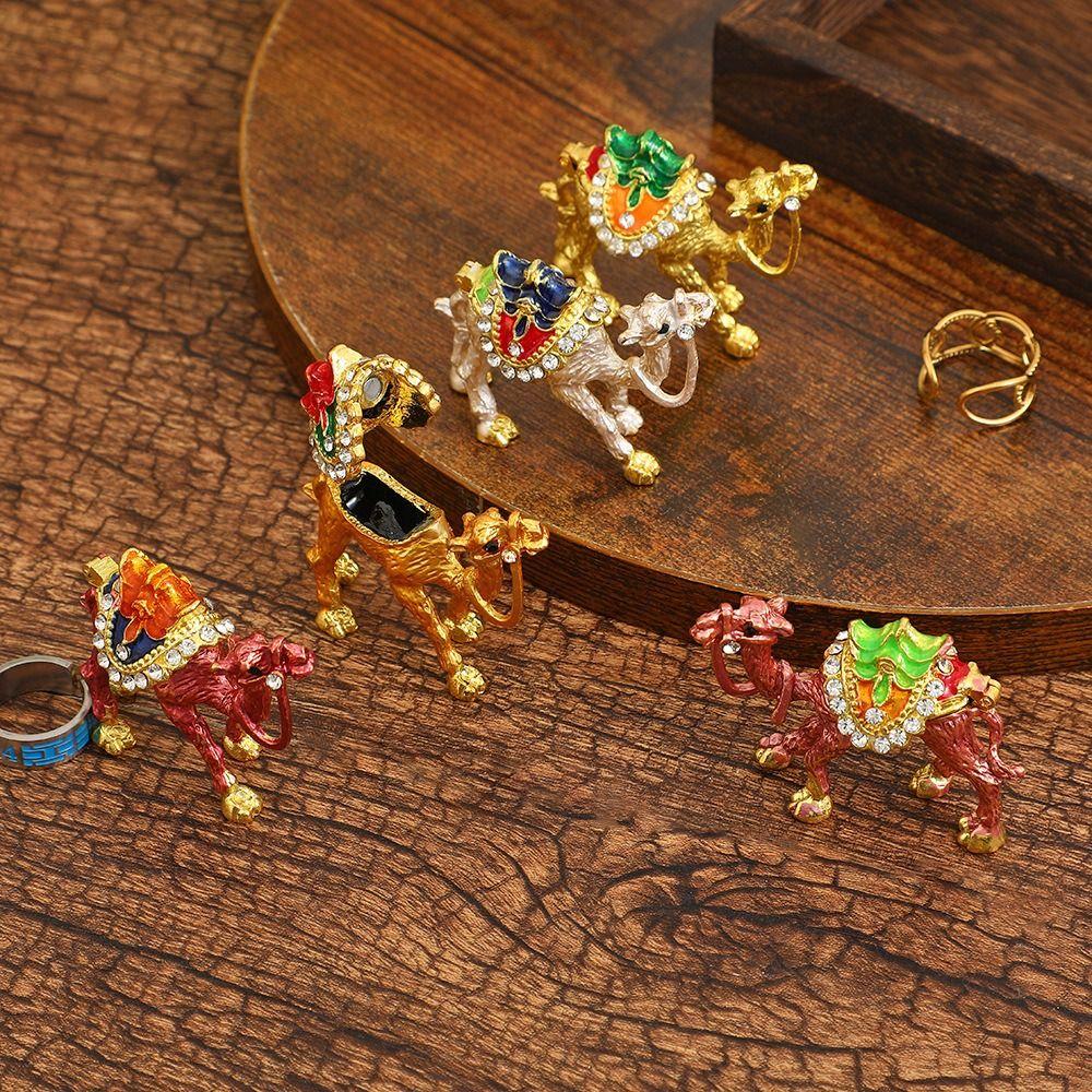 Luxury Desktop Camel Figurine Exquisite Animal Trinket Box Vintage Camel Jewelry Box  Bedroom