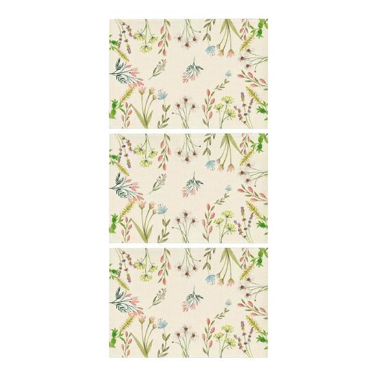Floral Linen Placemat Tulip Spring Party Placemat Flowers Leaves Placemat Protects Table from