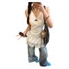 Plus-Size French Lace Trim Camisole Top for Women, Summer New Style, Loose Fit, Slimming Sleeveless Short Dress