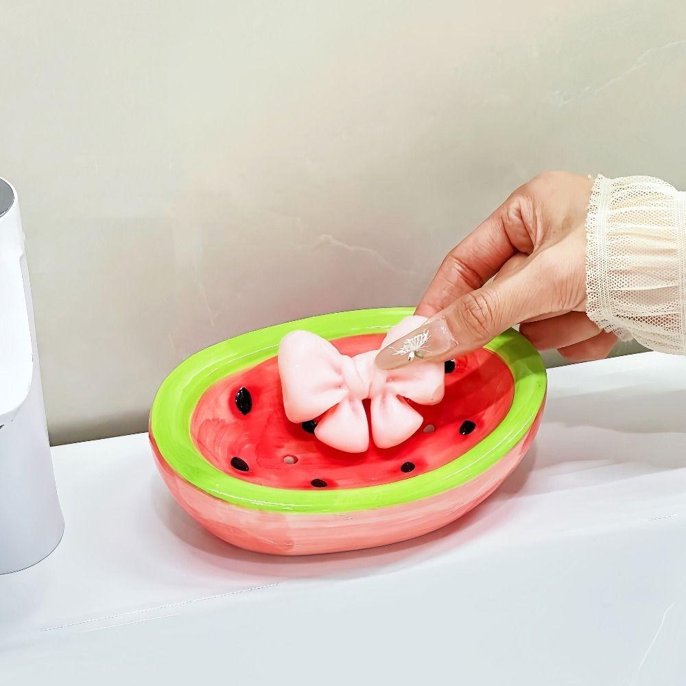 Ceramic Soap Holder Cute Watermelon Soap Dish Tray Container Carrot Soap Box  Shower