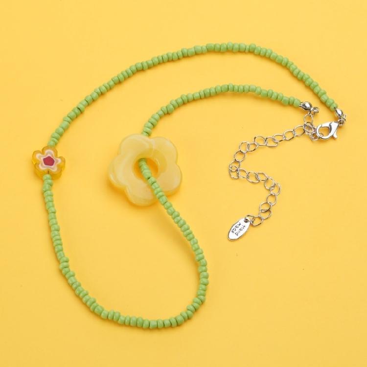 Flower Beaded Pendant Necklaces Small Chain Necklace Choker Pendant Necklaces