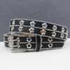 Men's and Women's European & American Punk Style Leather Belt with Flower Rivet and Eyelet Design
