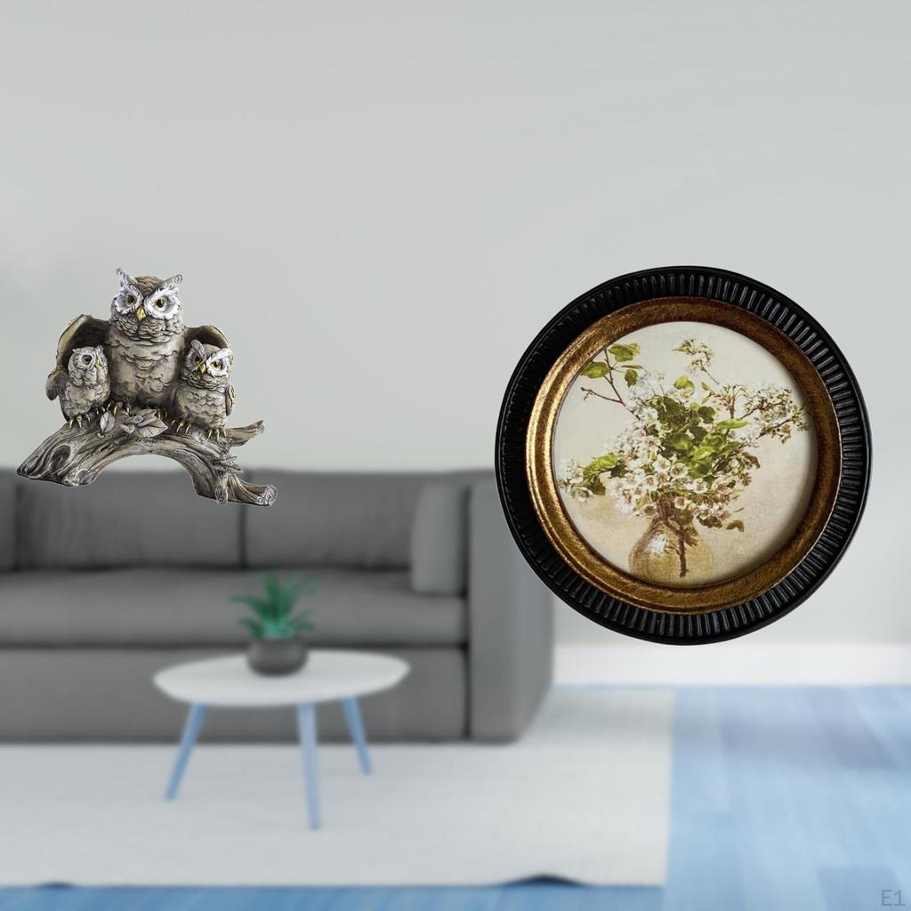 Modern Owl Sculpture Embossed Resin Antique Decorative Tabletop Ornament for Living Room Office