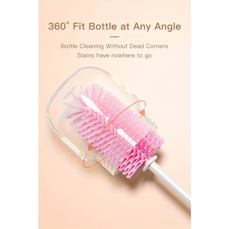 3 In 1 Silicone Milk Feeding Bottle Brushes Set, with Pacifier Straw Brush for Sippy Water Cup