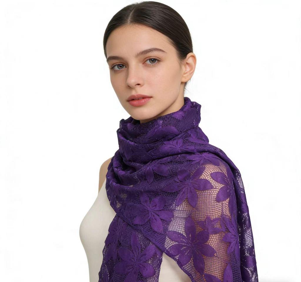 Elegant Lace Trim Scarf: Versatile, Stylish, Age-Defying Accessory for All Seasons