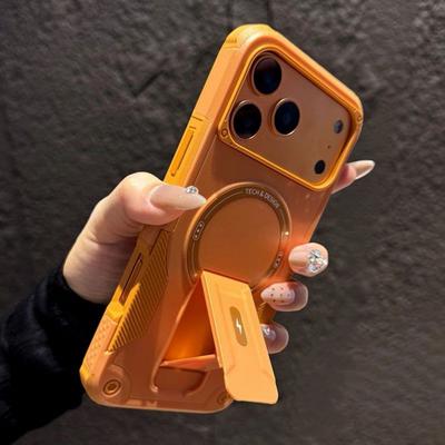 Shockproof Armor Invisible Stand Bracket Magsafe Case For iPhone 17 16 15 14 13 12 Pro Max Sturdy Magnetic Wireless Charge Cover
