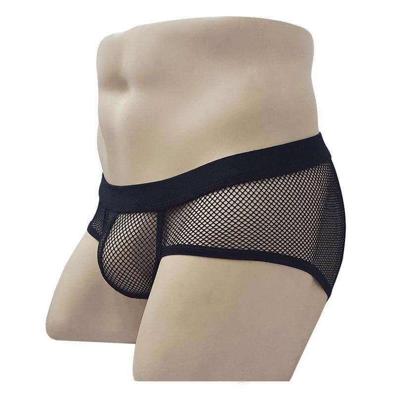 Men's Triangle Underwear Mesh Breathable Low Waist Transparent Underwear Solid Color Underwear