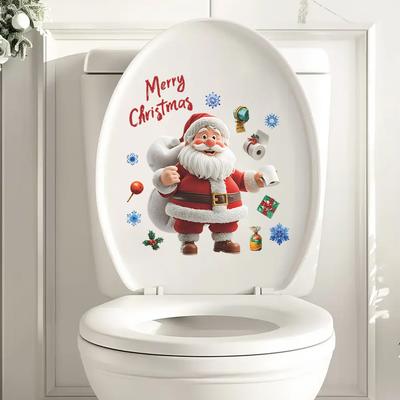 Cartoon Weihnachtsmann und Weihnachtselement Badezimmer WC Dekorative Wandaufkleber