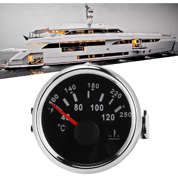 Water Temperature Gauge, 52mm/2in Marine Engine Water Temperature Gauge 40-120 ℃ Indicating Range IP67 Water Temp Meter Instrument Tool for Boat RV