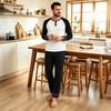 Men's Casual Loose Fit Raglan Sleeve Pajama Set for Sleep and