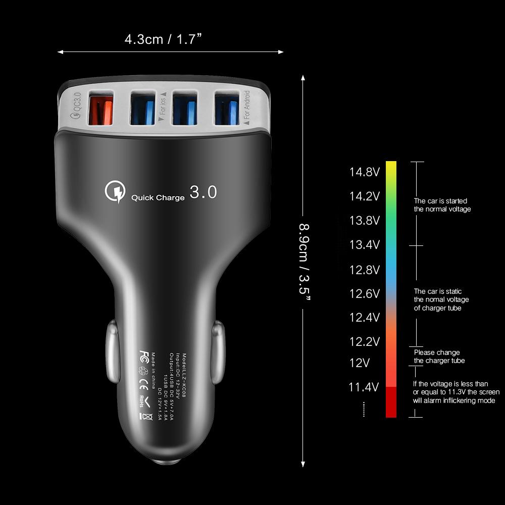 Original 4 Port Usb Car Charger Adapter Qc 3.0 Quick Charge For Ipad Iphone 12 13 Pro Max 11 8 Plus Xs Mobile Phone Accessories