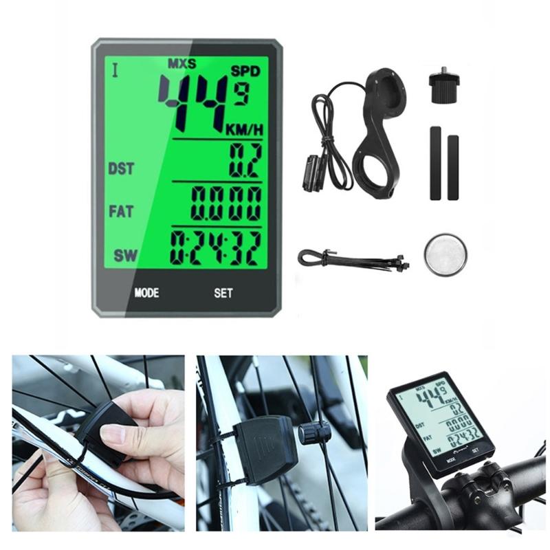 Multifunktionella cykeldatorer Vattentäta Cykelhastighetsmätare Stor skärm Dataregistrator Långdistanscykelenhet