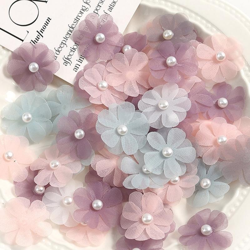  30Pcs Fabric Flower Artificial FlowerSewing Flower Applique for Clothing