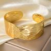 2026 Vintage 18k Gold Open Bracelet Personalized Ripple Irregular Bracelet Bracelet Wide Face
