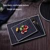 Matte Black Ceramic Wood Grain Plate for Steak, Barbecue, Snacks, and Desserts