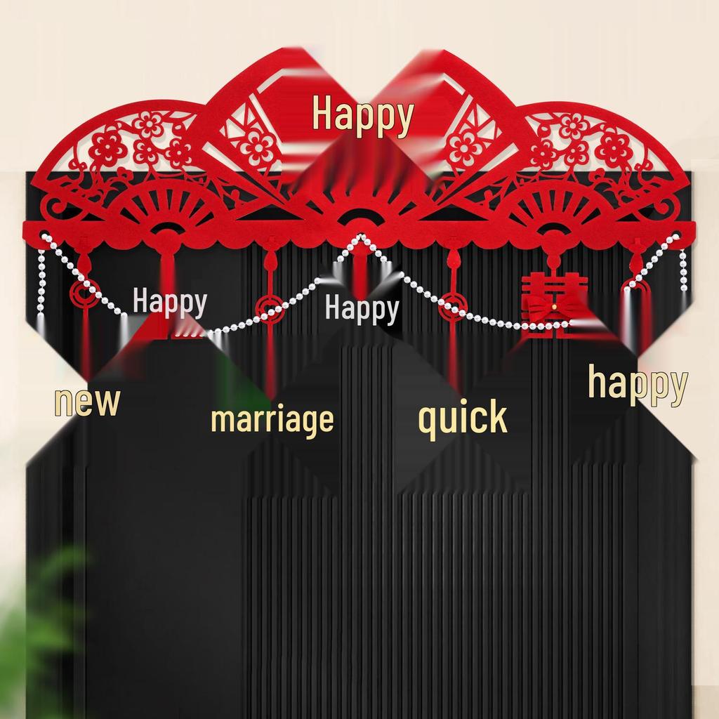 Wedding Room Décor Set: Double Happiness Door Stickers & Curtain Ornaments