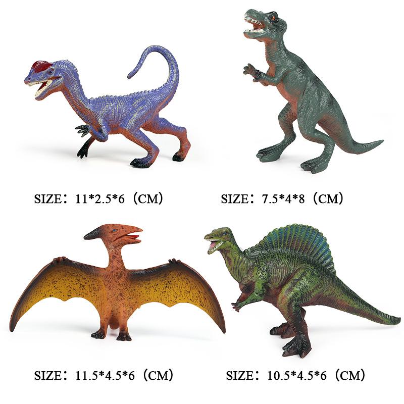 Oenux 4pcs Small Jurassic Dinosaur Set Action Figure T-Rex Mosasaurus Velociraptor Carnotaurus Animals Model Educational Kid Toy