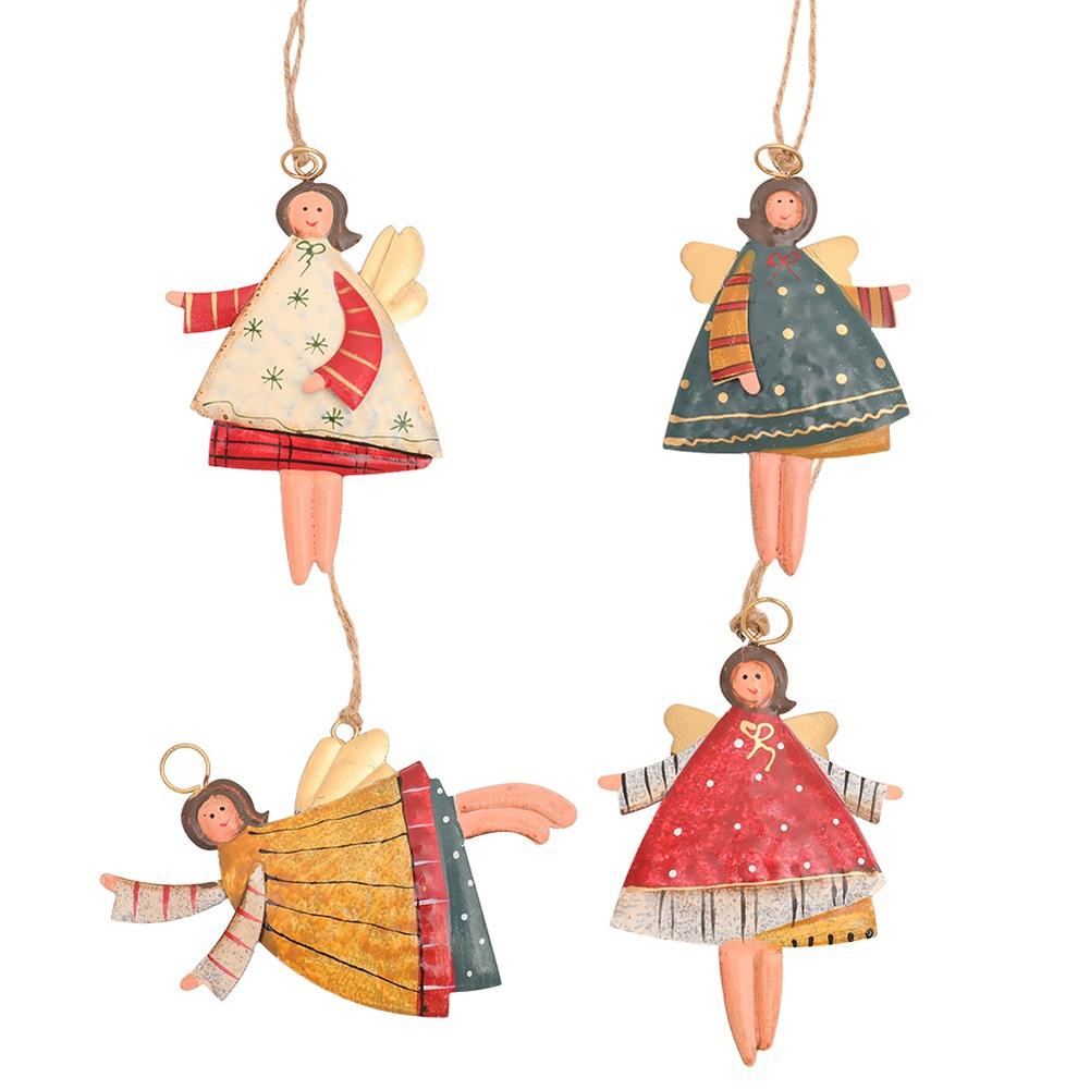 Holiday Decoration Festive Iron Pendant Hanging Ornament For Tree Angel Ornament Versatile Decoration Colorful Detail