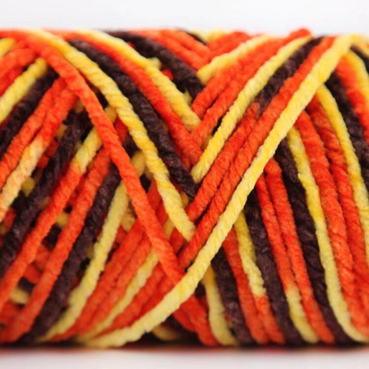 3 Strands Glossy Velvet Hand-Woven Thread Woven Scarf Doll Blanket Chenille Thread Segment Dye 100G Ball