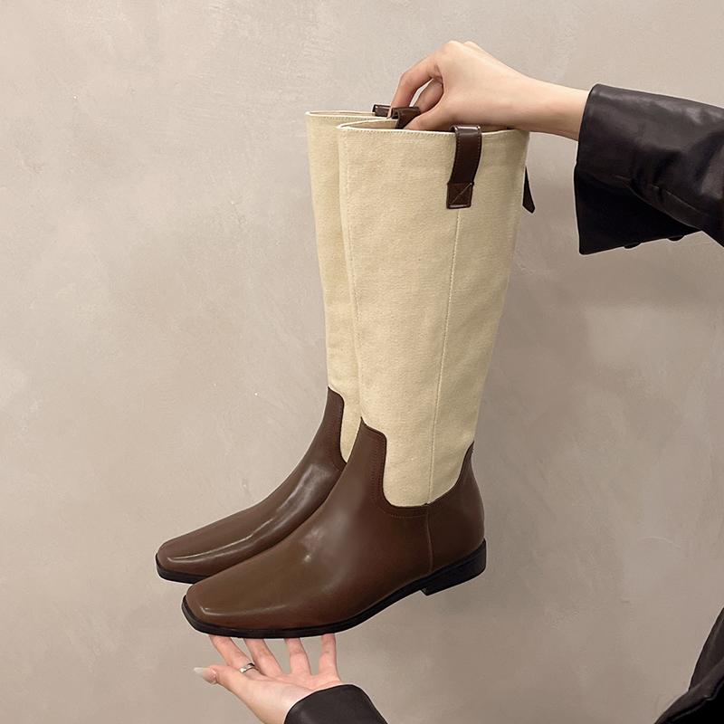 

Винтажные женские сапоги до колена в ковбойском стиле, модные разноцветные туфли осень-зима, лаконичные длинные сапоги-ботинки для женщин 35