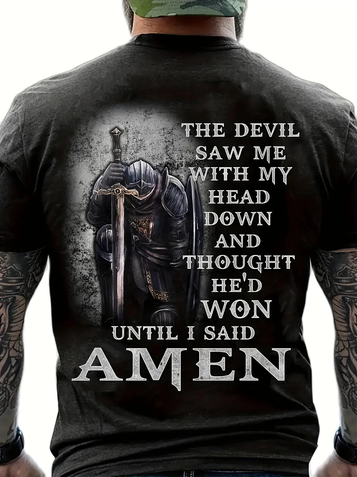 Amen Christian Knight T Shirt Religious Faith Armor of God Tee M