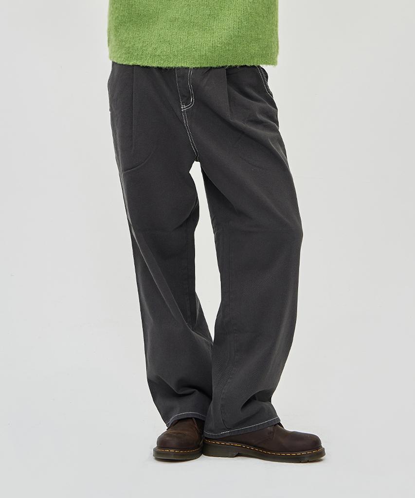 THE-ABON Goat Pintuck Pants White