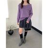 2026 Autumn Korean Style Elegant Beaded Lapel One-Shoulder Knit Sweater
