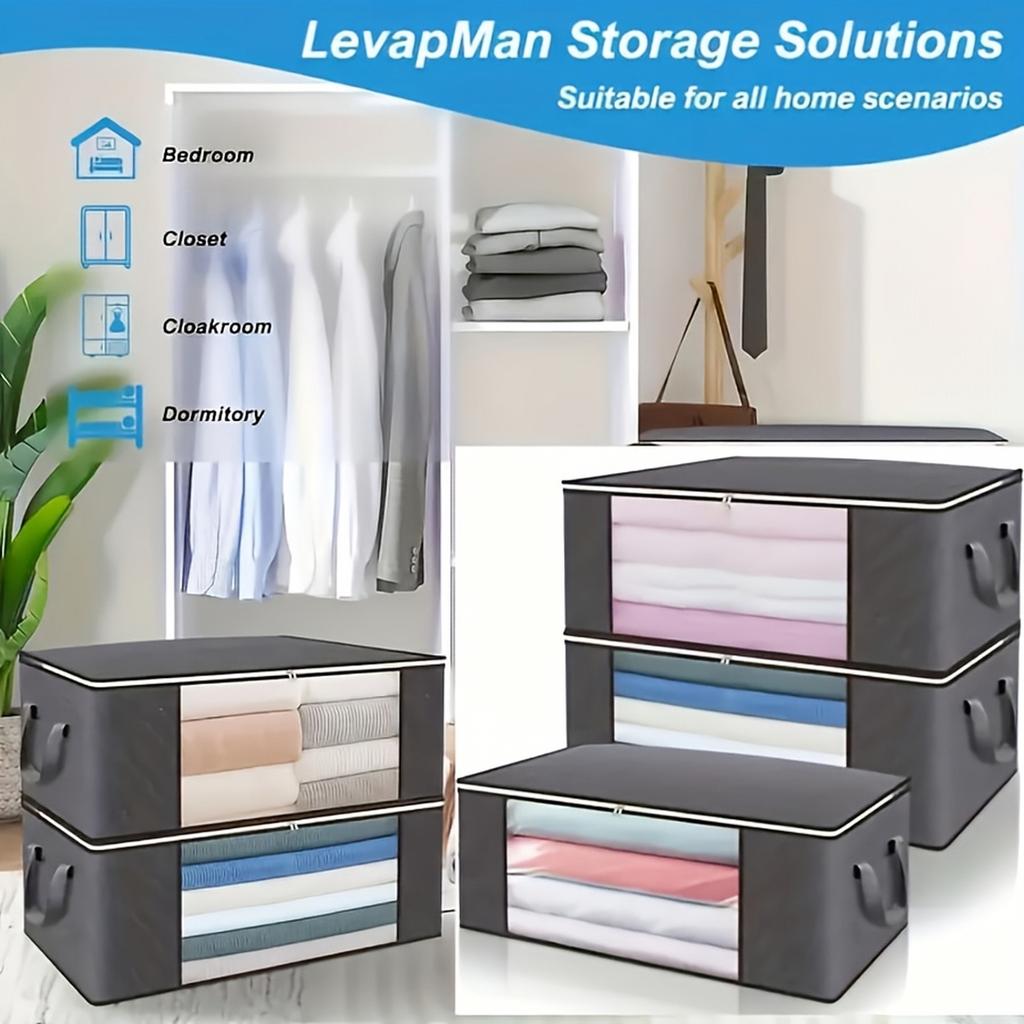 Gray Large Horizontal Storage Bag (70 50 30 cm) for Home Organizing and Closet Storage
