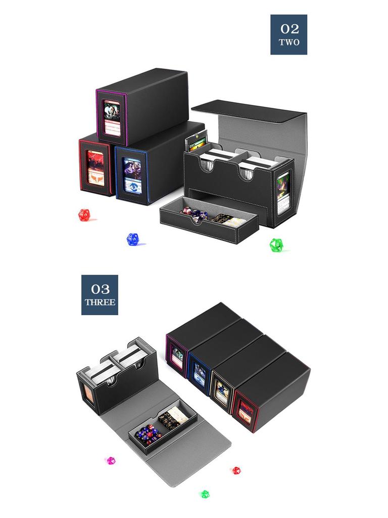 PU Magnetic Dual-Sided Card Display with Dice Drawer for Trading & Star Cards