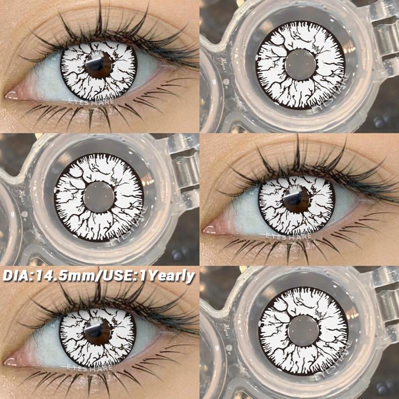COD EYESHARE RAVEN BLACK Cosplay Contact Lenses Blood-red Halloween Eye Makeup Lens White/Black Crazy Cosplay Softlens