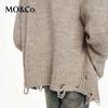 MO&Co. Women's V-Neck Merino Wool Sweater