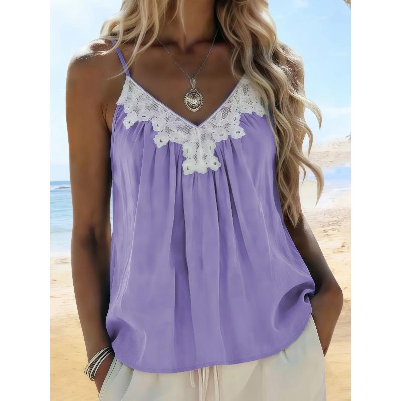 DICFY Women's Fashion Casual Sleeveless V-Neck  Blouses & Shirts