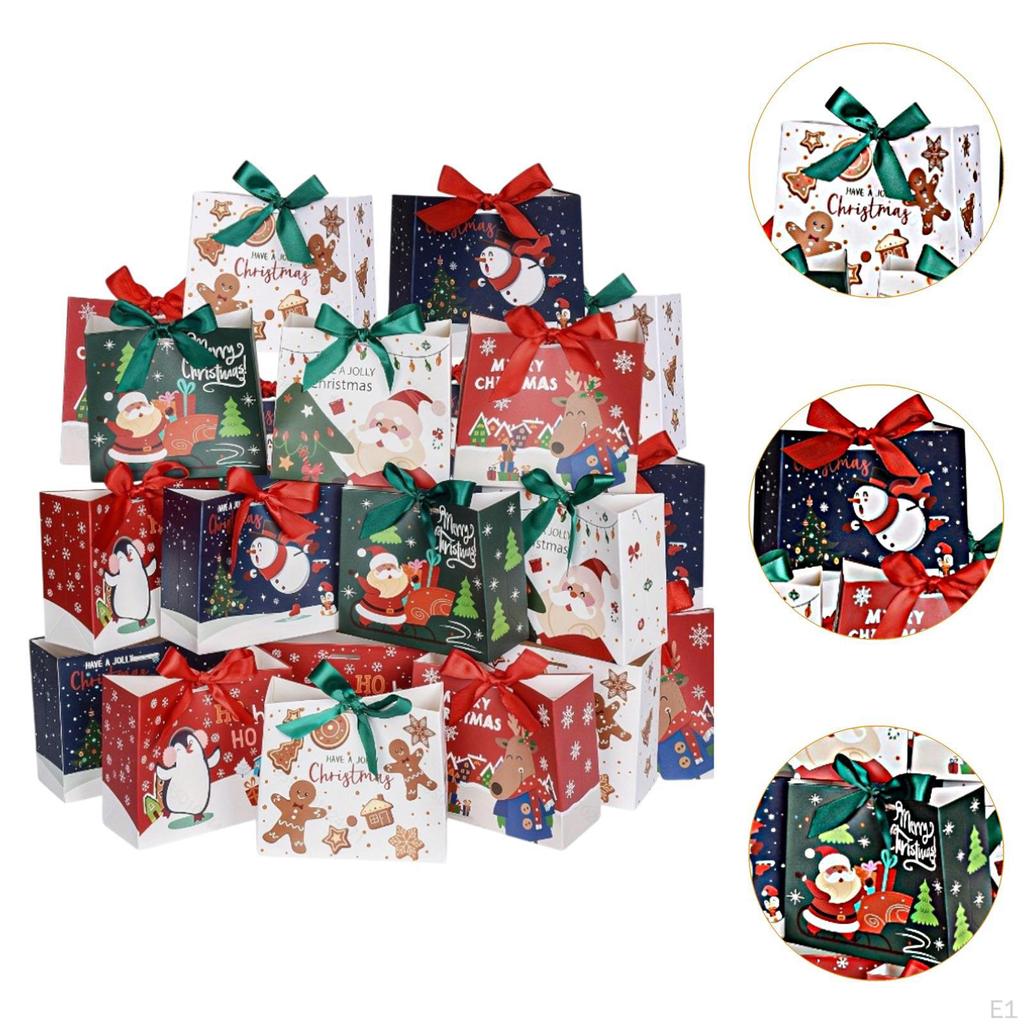 Christmas Gift Bag Treat Portable Storage Handbag Decoration with Bow Tie Goody for Birthday