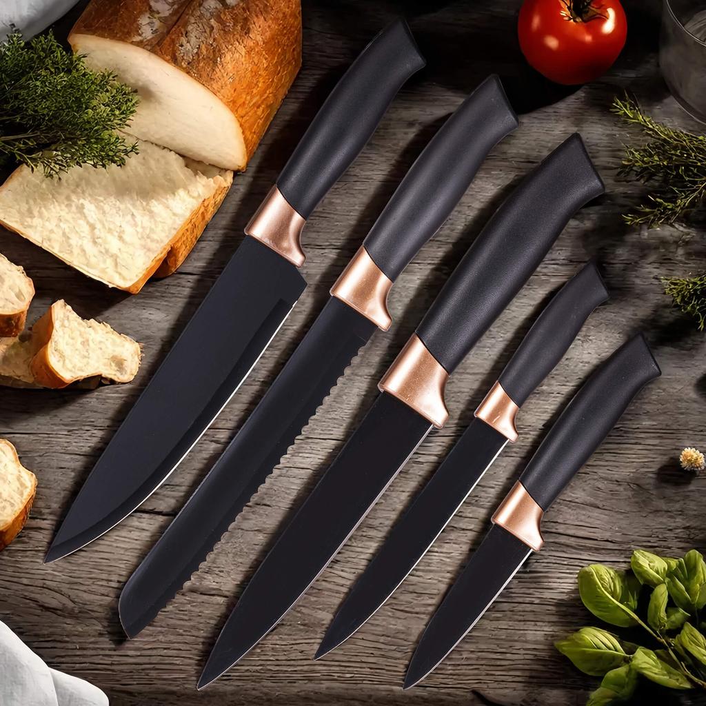 19pcs Premium Silicone Kitchen Utensil & Knife Set - Heat-Resistant, Non-Stick Safe Cooking Tools With Wooden Handles & Chef Knives