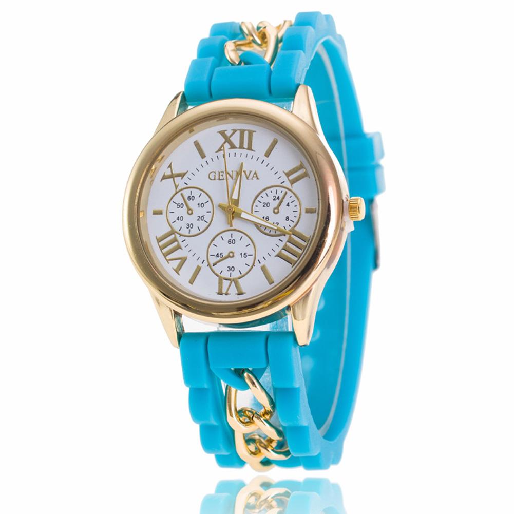 Women Silicone Roman Literally Fake 3-eyed Lady Chain Watch Fashion Wristwatch