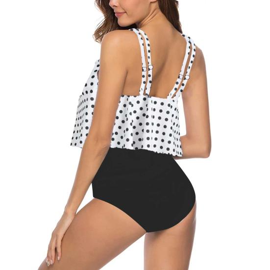 2 Stück/Set Badeanzug U-Ausschnitt Rückenfrei Fließender Saum Schwimm-Tops Blumendruck Hohe Taille