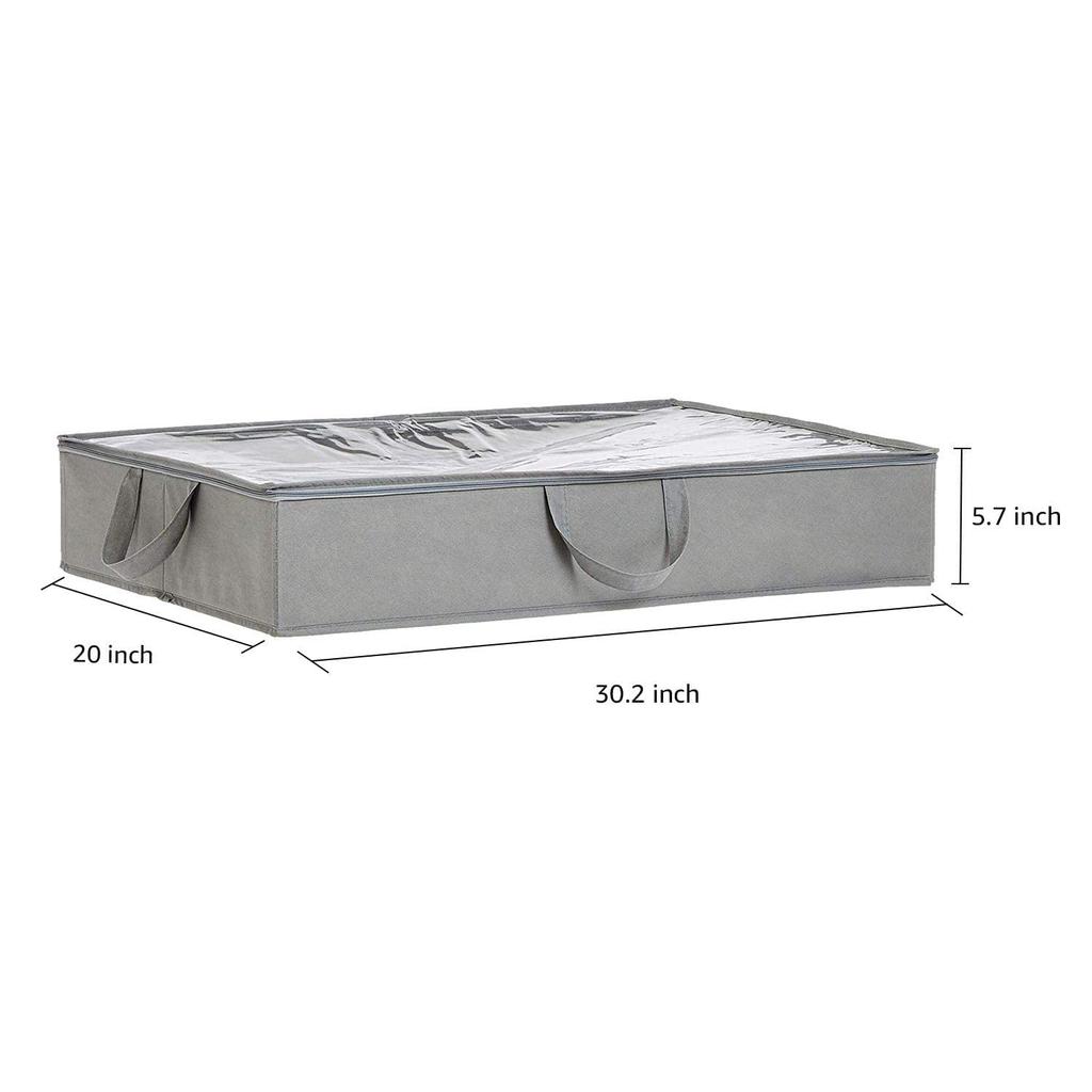 Amazon Basics Fabric Under-Bed Storage Boxes with Zipper and Handles, Set of 2, Clear