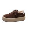 Winter New Thick Soled Cotton Shoes Women's Fashion Suede Front Lacing Anti-slip Wear-resistant Low-top Shoes