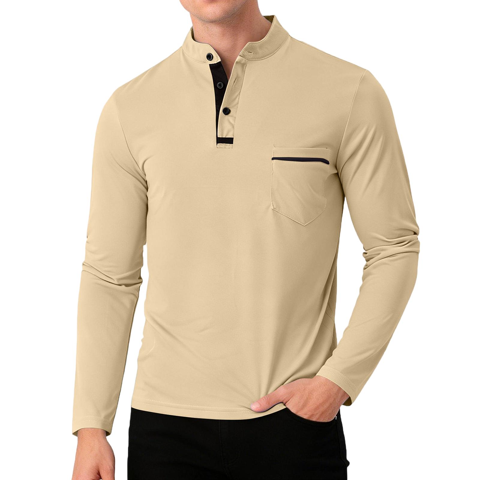 

Мужская весенняя рубашка на пуговицах с длинным рукавом, карманами, повседневная, мужская L