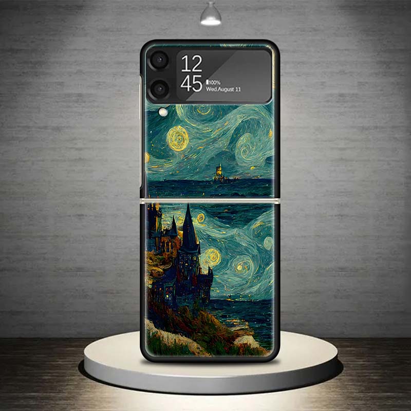 Starry Night Van Gogh Art Phone Case For Samsung Galaxy Z Flip 7 6 5 4 3 5G Shockproof Cover Z Flip7 Flip6 ZFlip5 Flip3 Flip4 Lu