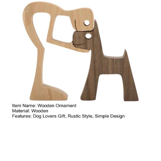 Dog And Human Ornament Rustic Wooden Boy And Dog Decoration Minimalist Puppy