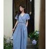 Women's V-Neck Mid-Length Dress