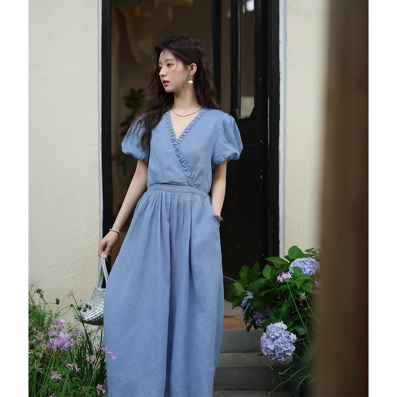 Women's V-Neck Mid-Length Dress