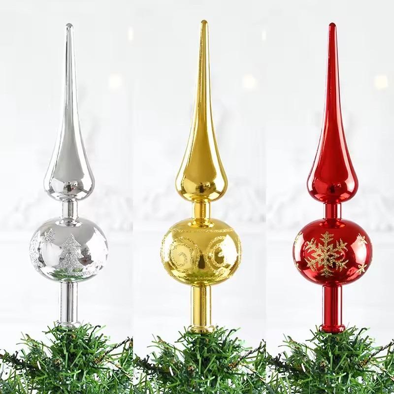 Christmas Tree Topper Gold Ornament - Handicrafts Tip-Shaped Decor, Elegant Home Decoration for Xmas Holiday