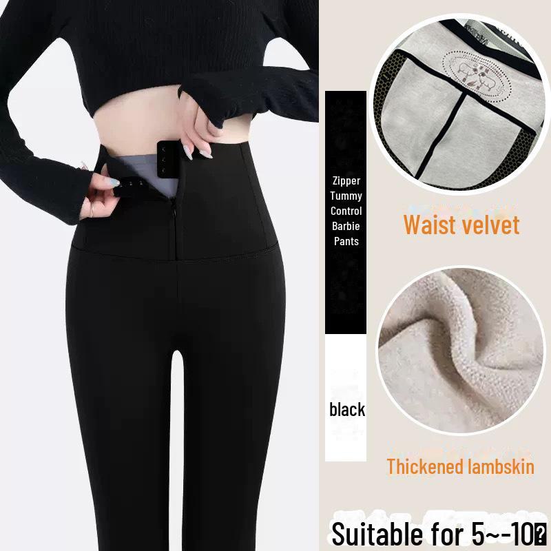 

Женские плюшевые брюки Shark с молнией и утягивающим эффектом: Плотные леггинсы с высокой талией, приподнимающие бедра, для осени/зимы. M [80-100 cm]