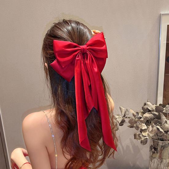 Rutschfest Eng Elegant Exquisit Federklemme Chinesischer Stil Große Schleife Band Dekoration Feder Haarspange Haaraccessoires