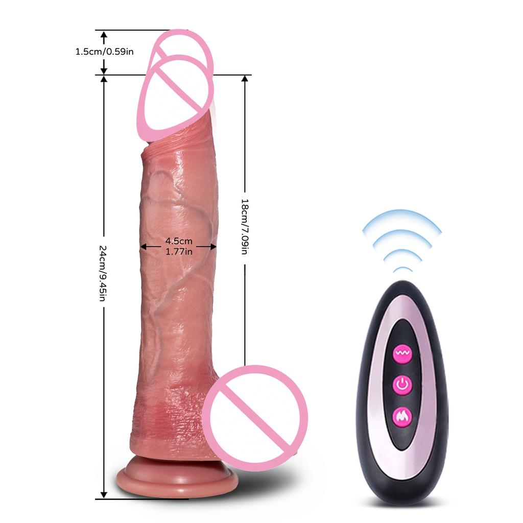 Realistischer ferngesteuerter vibrierender Dildo Teleskopisch Heizend Großer Penis für weiblichen G-Punkt Vagina Massagegerät Sexspielzeug für Frauen Erwachsene